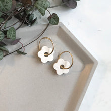 Load image into Gallery viewer, White &amp; Gold Hoop Earrings
