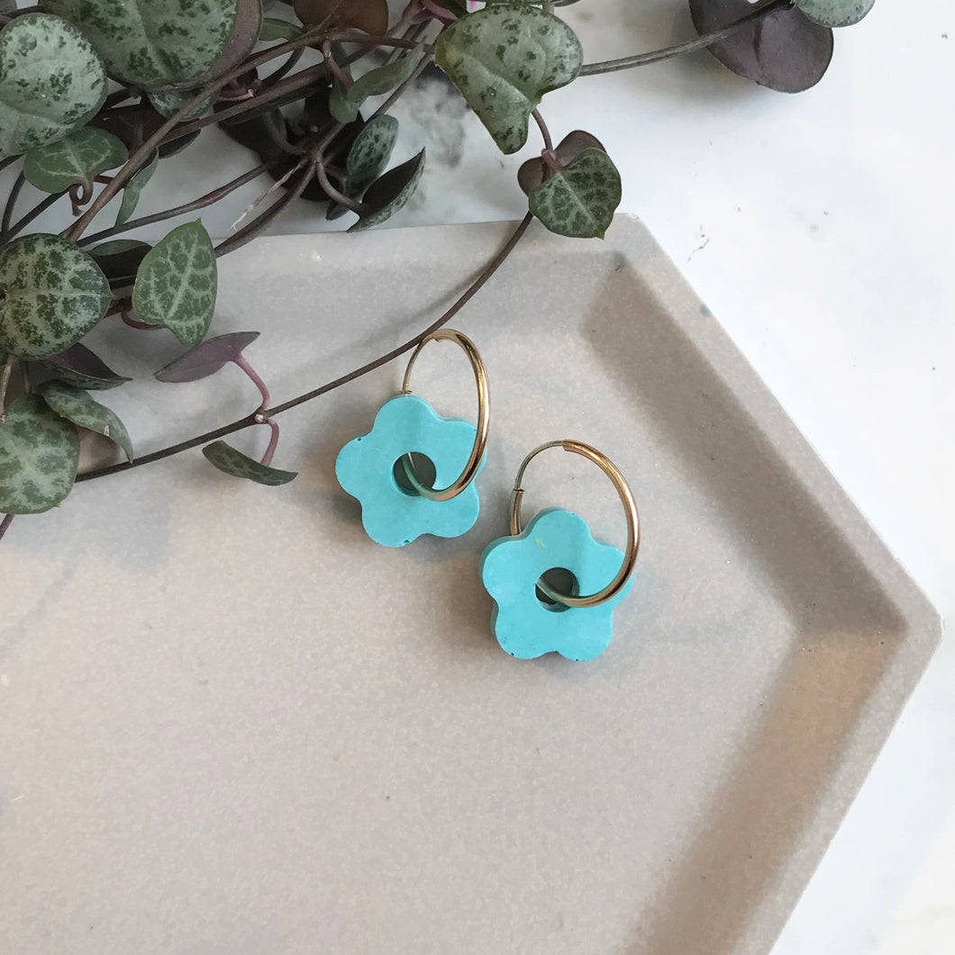 Turquoise & Gold Hoop Earrings