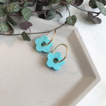 Load image into Gallery viewer, Turquoise &amp; Gold Hoop Earrings
