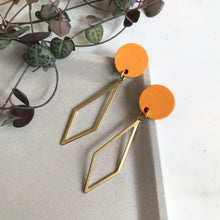 Load image into Gallery viewer, Orange &amp; Gold Dangly Earrings
