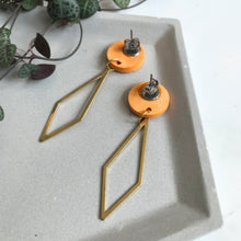 Load image into Gallery viewer, Orange &amp; Gold Dangly Earrings
