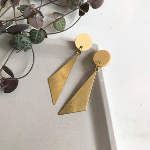 Yellow & Gold Dangly Triangular Earrings