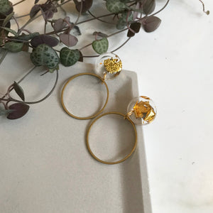 Gold Leaf Dangly Circular Earrings