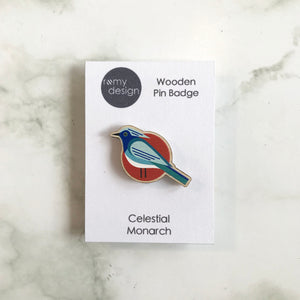 Wooden Pin Badge - Celestial Monarch