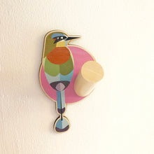 Load image into Gallery viewer, Wooden Wall Hook - Turquoise-Browed Motmot
