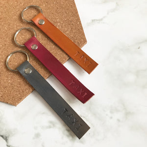 Embossed Leather Keyring - Taxi