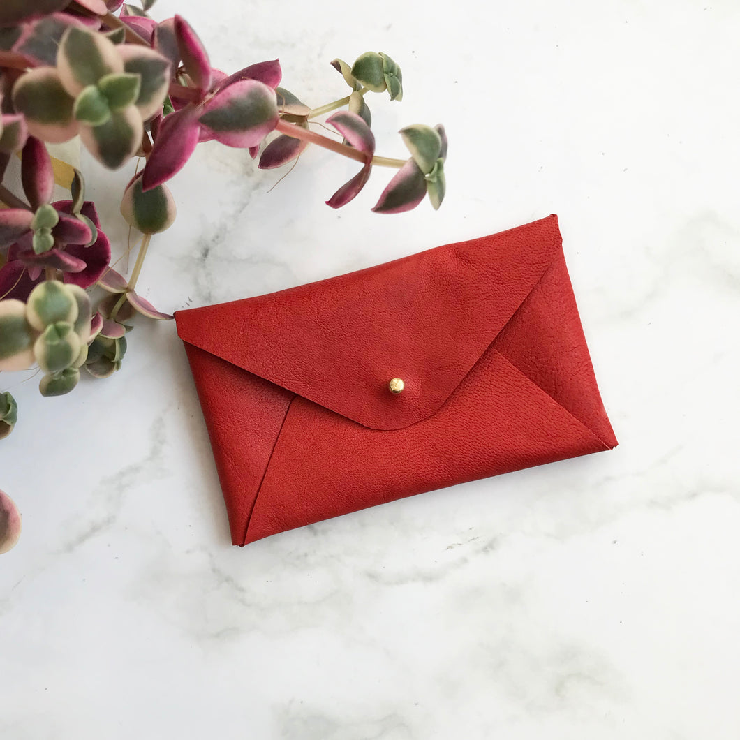 Card Sleeve - Coral Leather