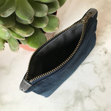 Load image into Gallery viewer, Navy Corduroy Zip Purse
