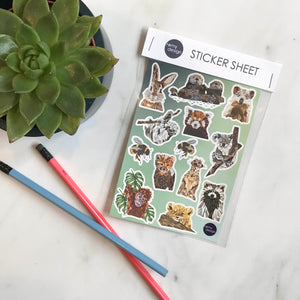 Cute Animals Sticker Sheet