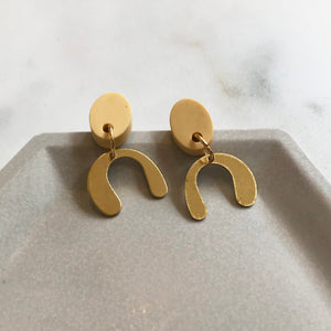 Yellow & Gold Dangly U-shape Earrings