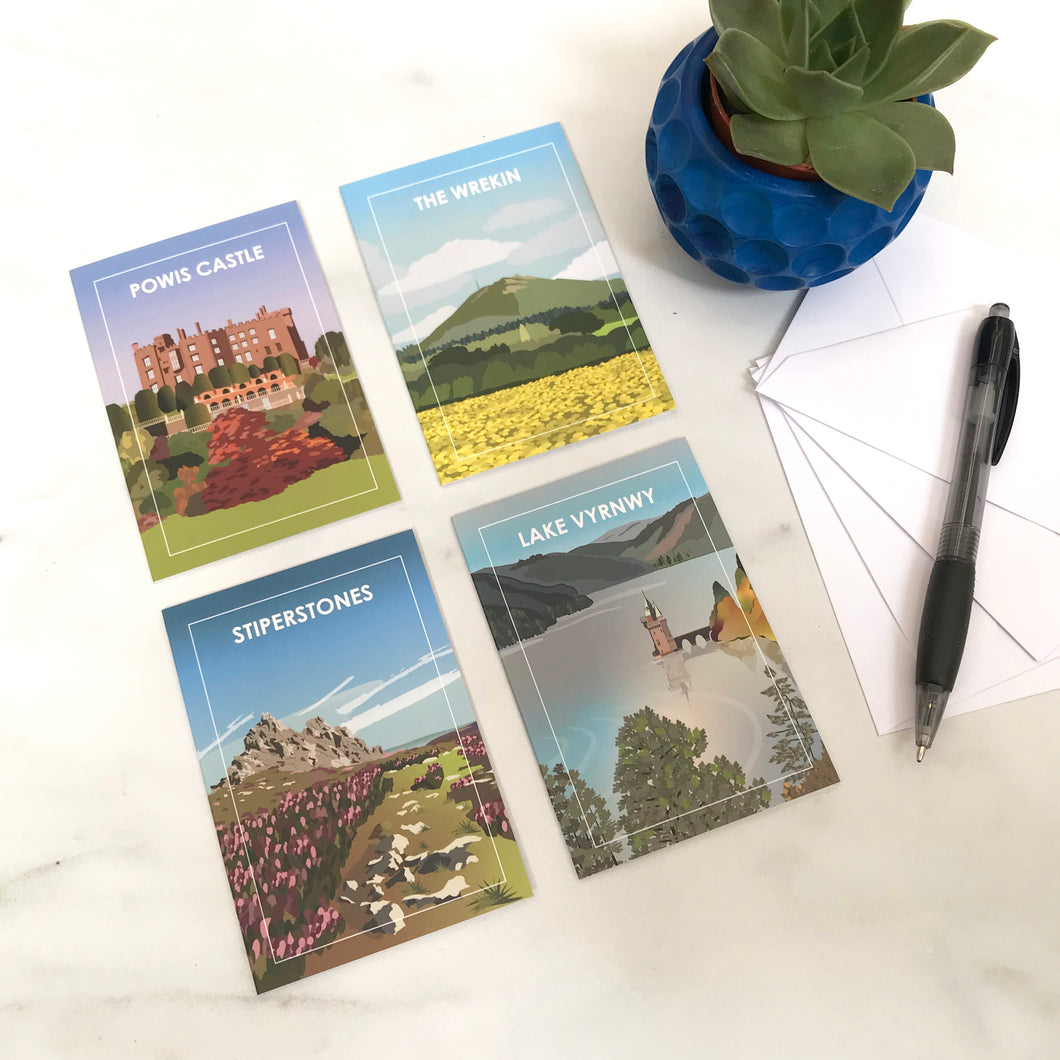 Mini Greetings Cards - Hills & Landmarks
